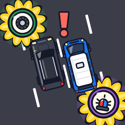 Adey: Near Miss app icon: two cars squeezing past each other